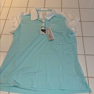 Adidas Climacool short Sleeve XL bluewhite NWTgolf🐈‍⬛Arroyo golf club embroidery